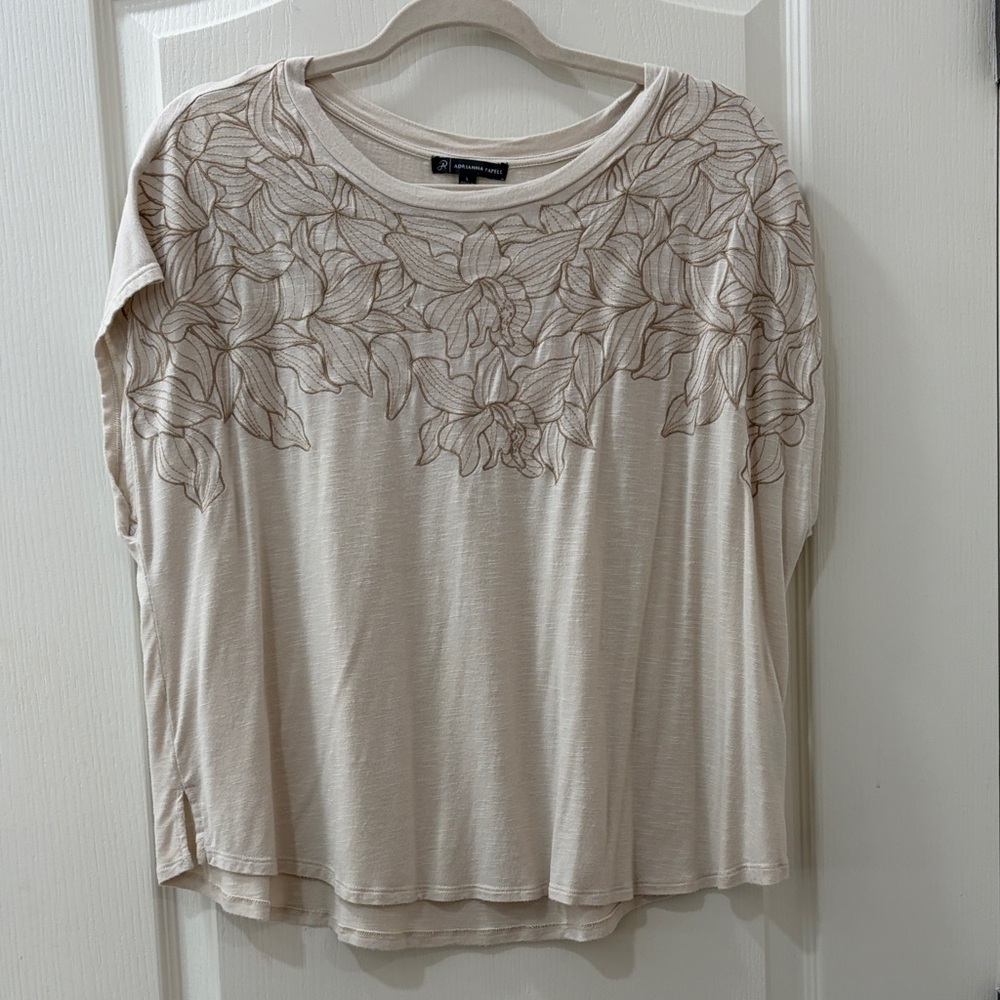 Adrianna Papell Cream Floral Short Sleeve Tee